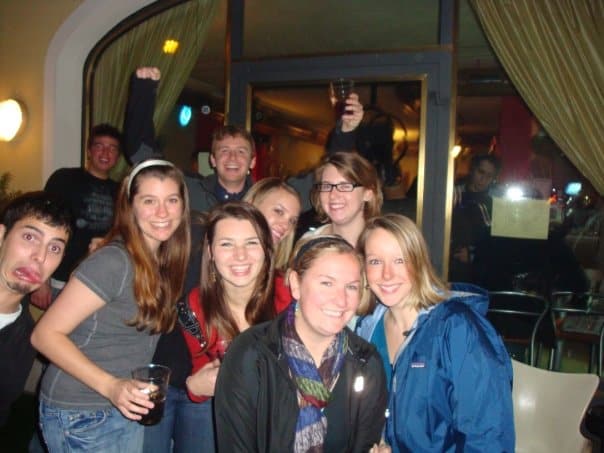 group of students at a bar