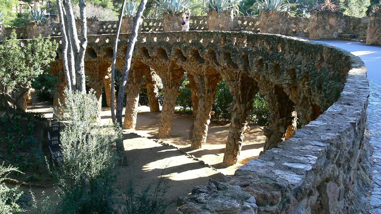 Stone bridge in Park Guell