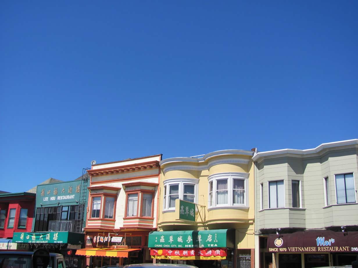 Chinese businesses on a street in San Francisco